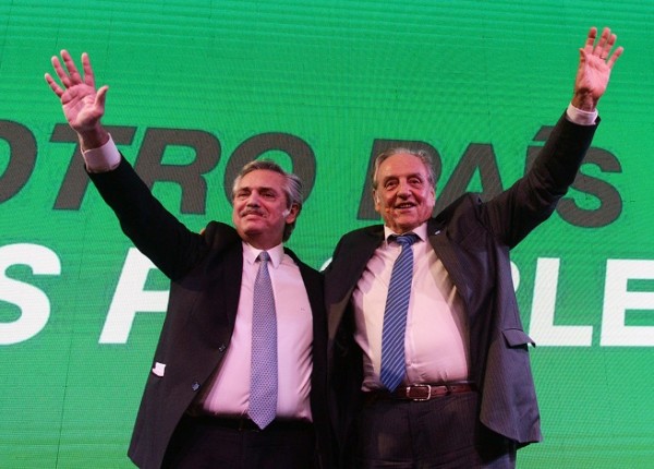 Alberto Fernandez y Carlos Heller en Parque Norte