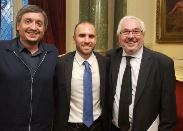Eduardo Fernandez con Martin Guzman y Maximo Kirchner