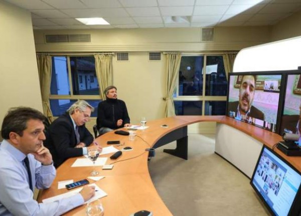 Alberto Fernandez en videoconferencia con Juntos por el Cambio