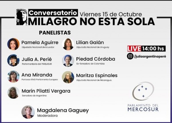 Invitación al conversatorio Milagro no está sola