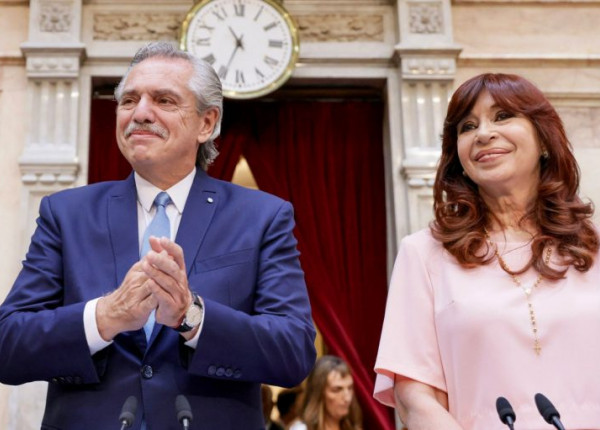 Alberto Fernández y Cristina Fernández de Kirchner en apertura de Sesiones Ordinarias del Congreso