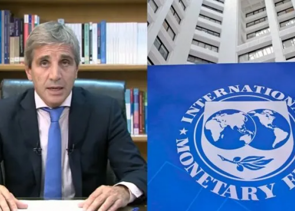 Luis Caputo y logo FMI