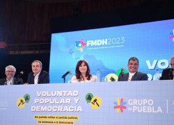 Cristina Fernández de Kirchner en conferencia del Grupo de Puebla